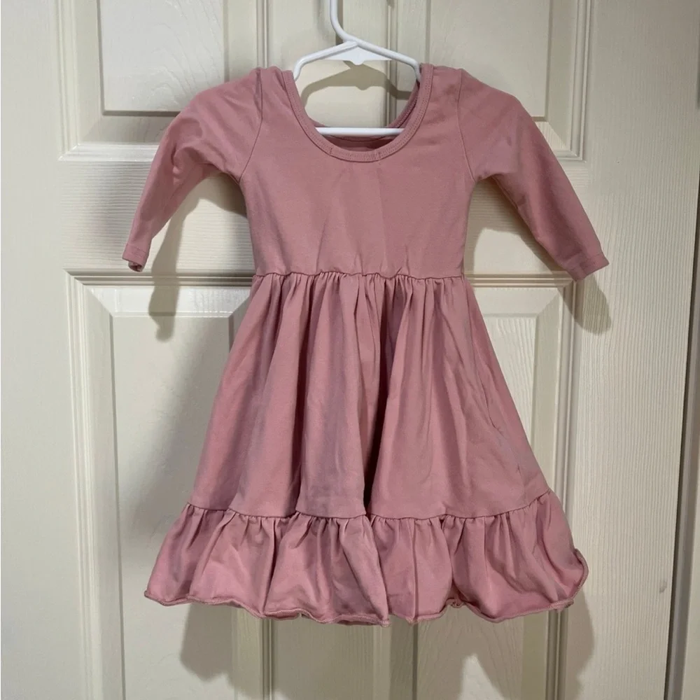 GIRLHOOD Long Sleeve Girls Charm Twirl Pocket Dress Pink Size 2